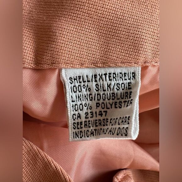 Talbots 100% Silk Wide Leg Pleated Dress Pants Pink Peach Sz 20 Preppy Lined - Picture 7 of 7